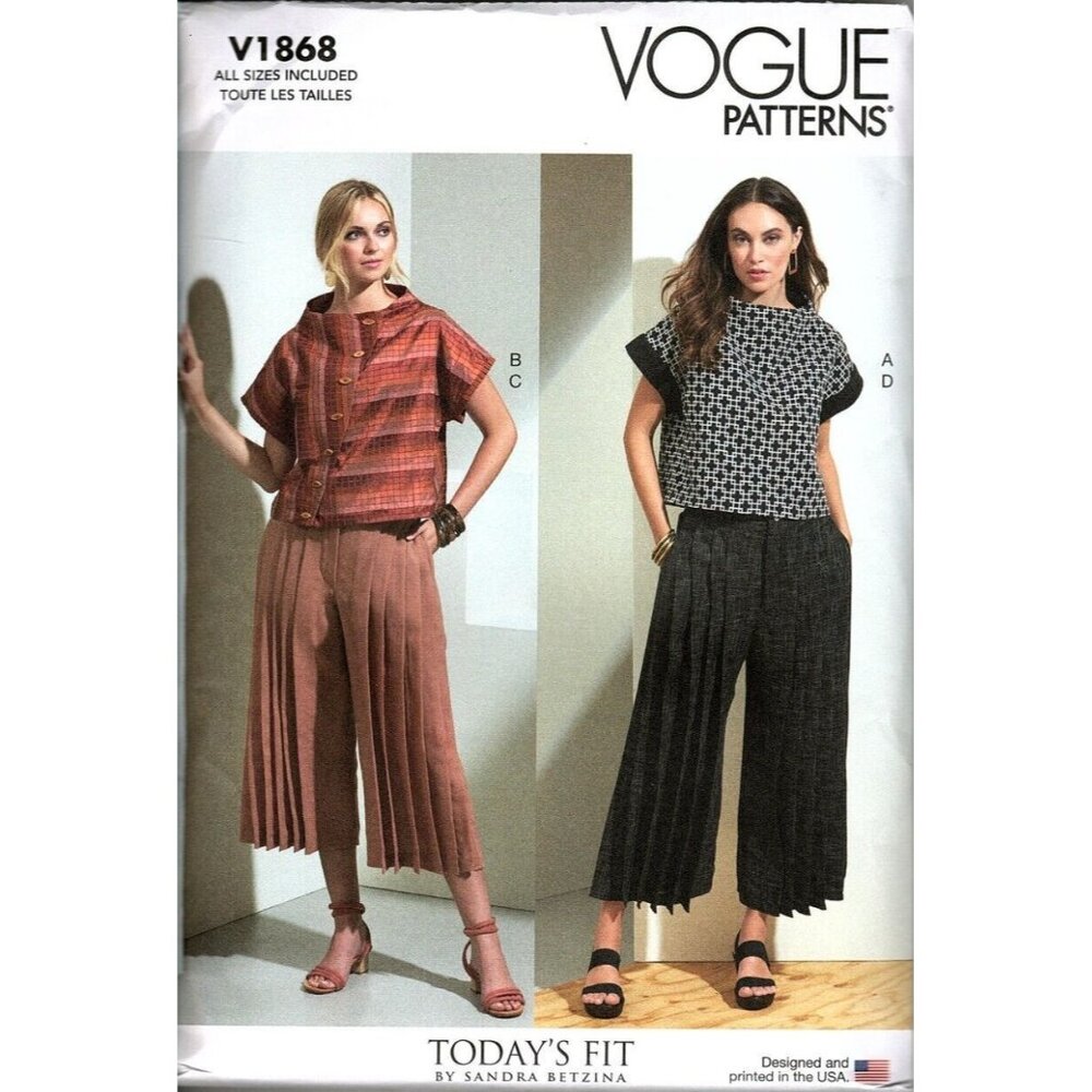 Vogue V1868 Misses All Sizes Sandra Betzina Top and Pants Uncut Sewing Pattern